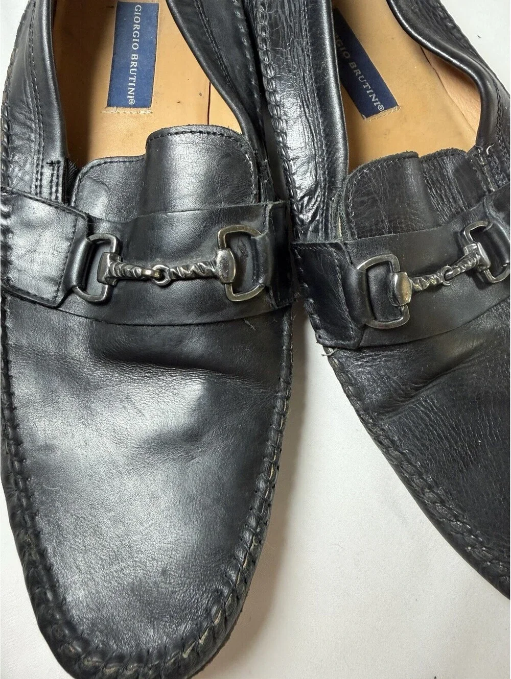 Giorgio Brutini Black Leather Bit Loafers Men's Dress Shoes Size 13